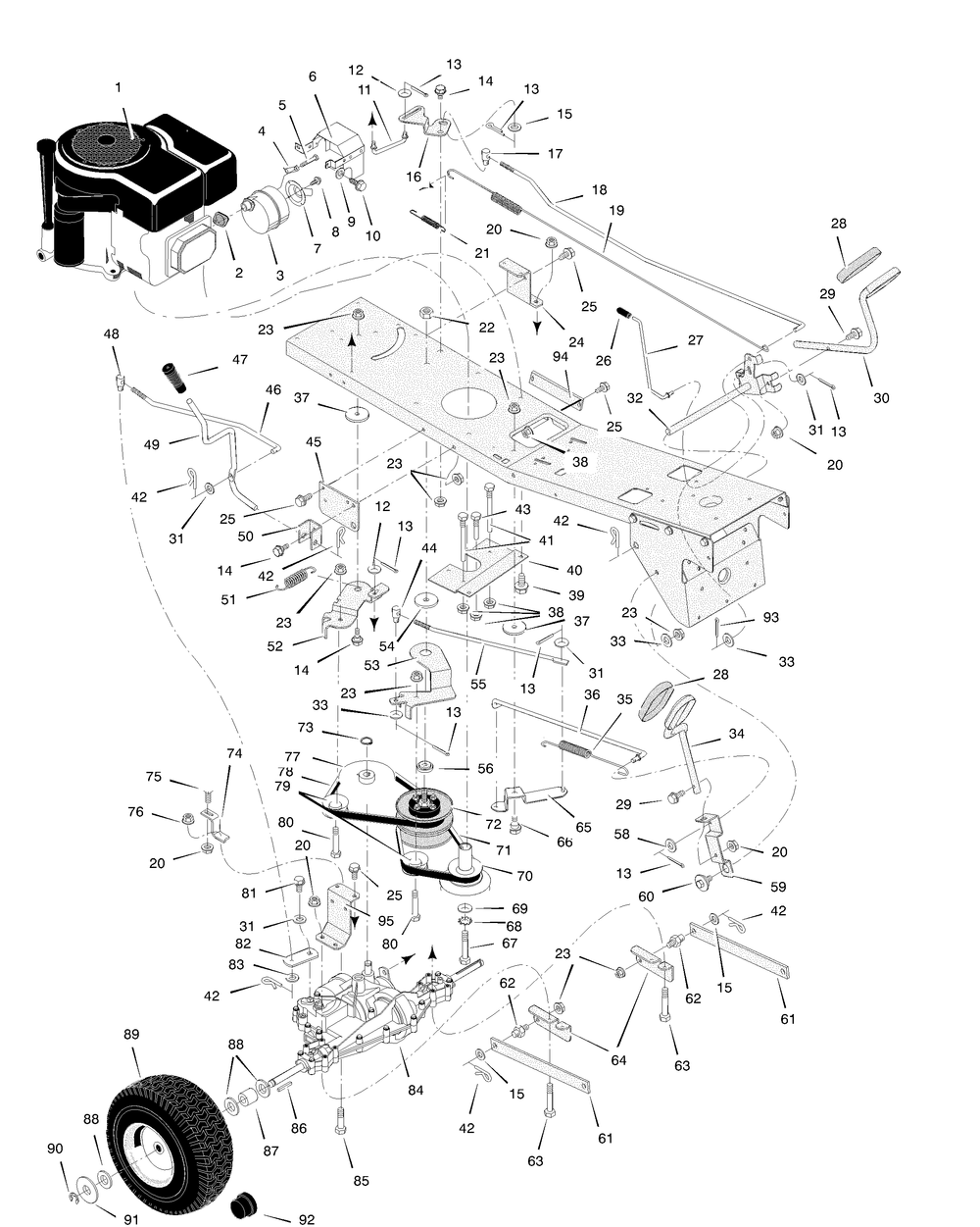 Motion Drive Diagram and Parts List for 309311X692A  Briggs and Stratton Lawn Tractor